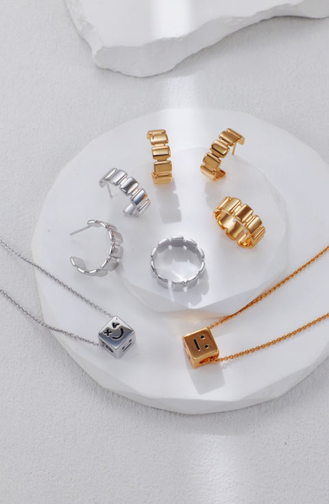 Silver Smiley Dice Necklace