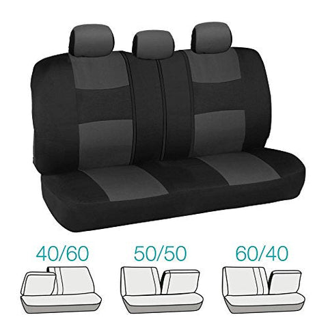 Car Seat Covers, Full Set in Charcoal on Black