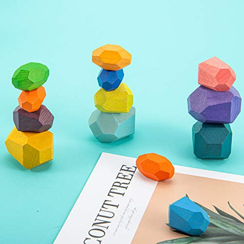 Wooden Stone Balancing Blocks (16 Pcs)