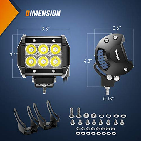 Led Pods 2PCS 18W 1260LM Spot Led Off Road Lights