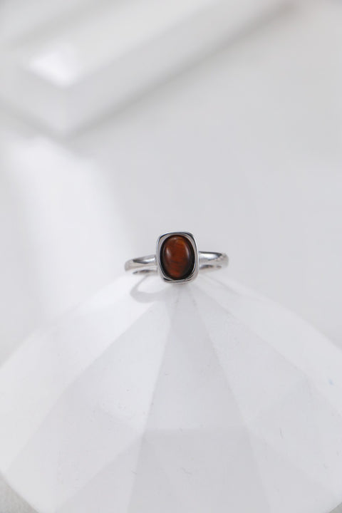 Silver Tiger-eye Quartz Open Ring