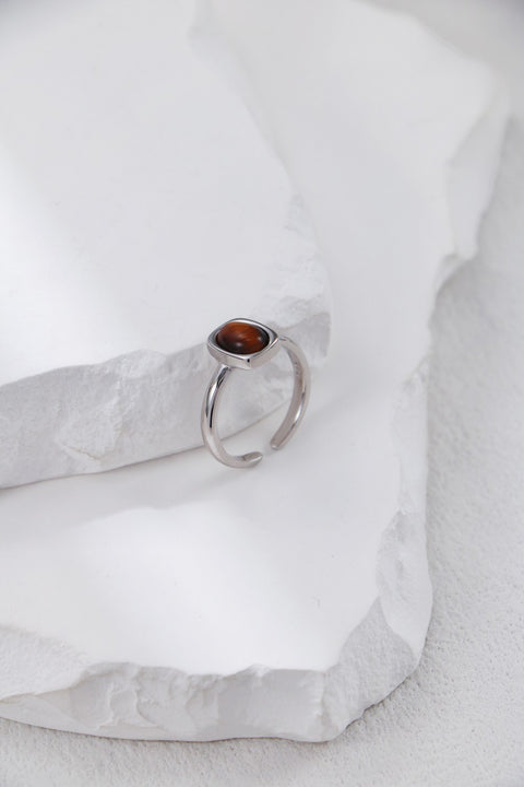 Silver Tiger-eye Quartz Open Ring