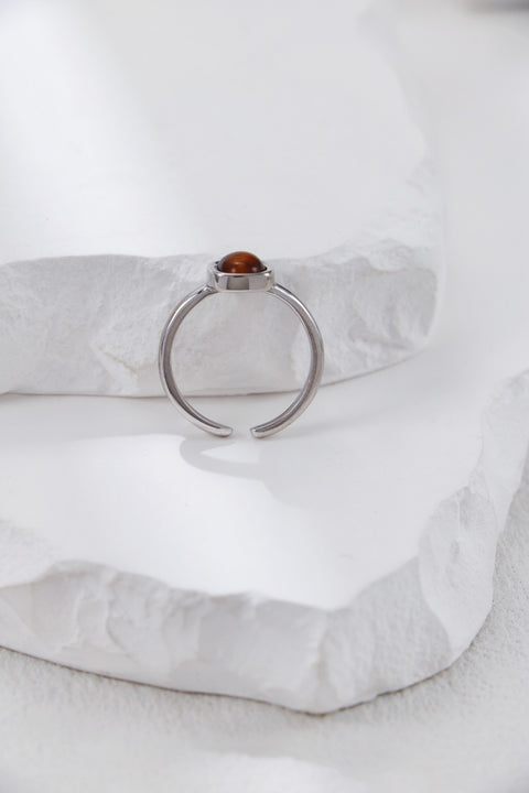 Silver Tiger-eye Quartz Open Ring