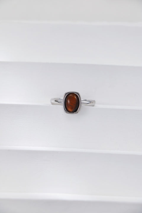 Silver Tiger-eye Quartz Open Ring