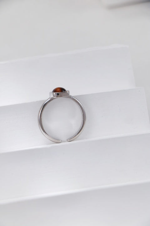 Silver Tiger-eye Quartz Open Ring