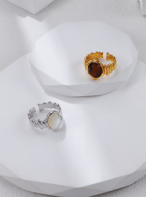 Gold Plated Tiger's eye Weave Open Signet Ring