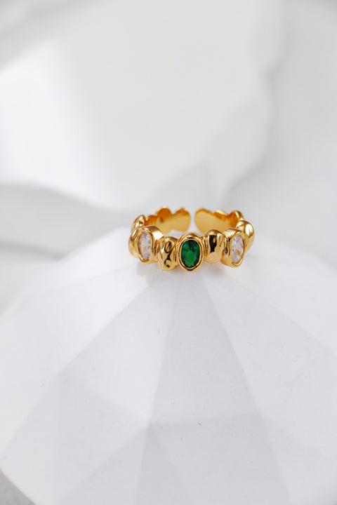 Gold Plated Gemstone Weave Open Ring