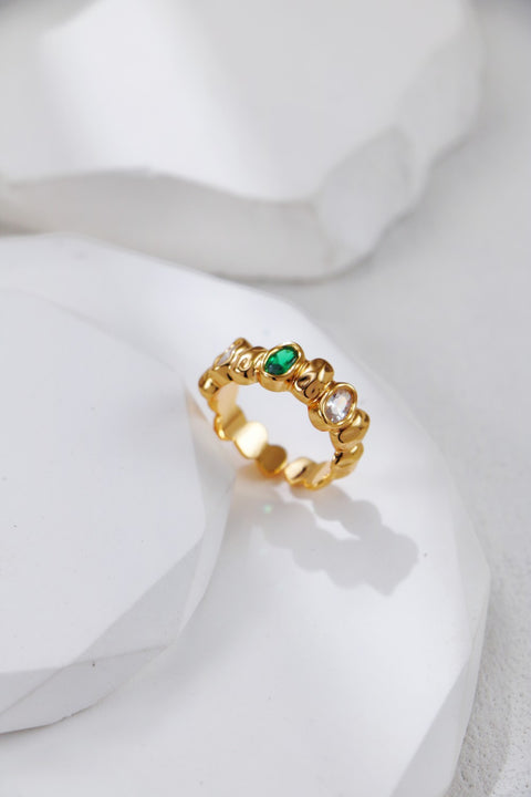 Gold Plated Gemstone Weave Open Ring