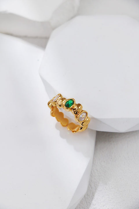 Gold Plated Gemstone Weave Open Ring