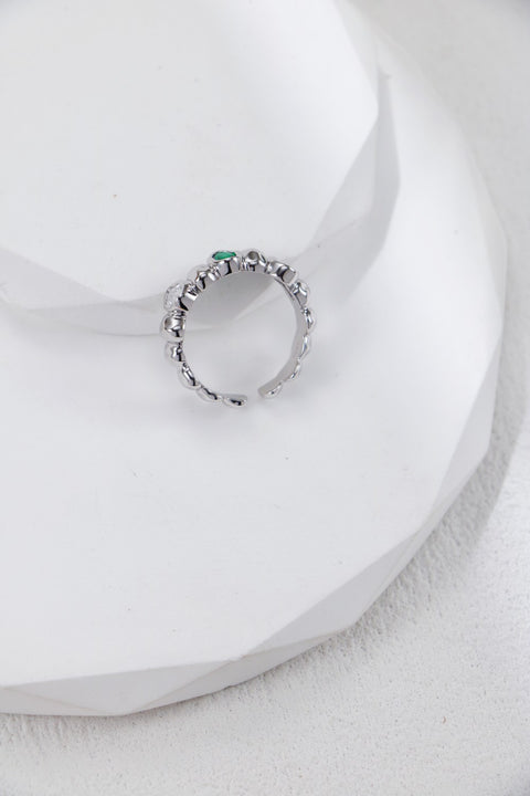 Silver Gemstone Weave Open Ring