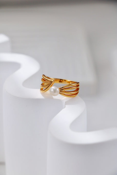 Gold Plated Statement Pearl Ring