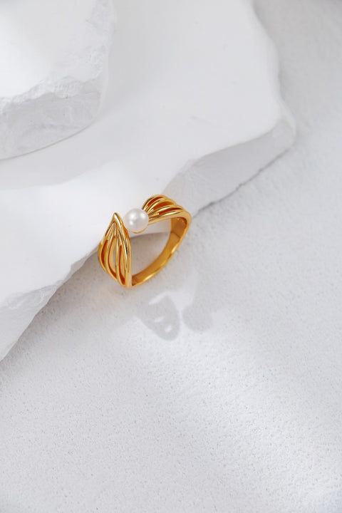 Gold Plated Statement Pearl Ring