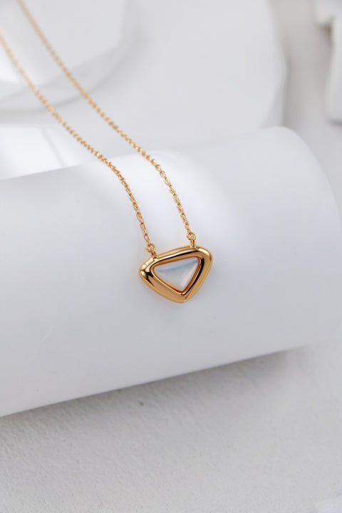 Gold Plated Triangular Iridescent Nacre Necklace