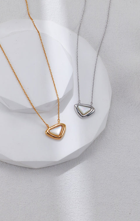 Gold Plated Triangular Iridescent Nacre Necklace