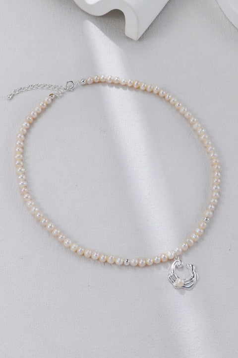 Silver Wave Pearls Necklace