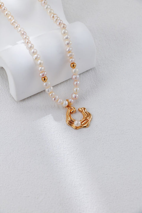 Gold Plated Wave Pearls Necklace