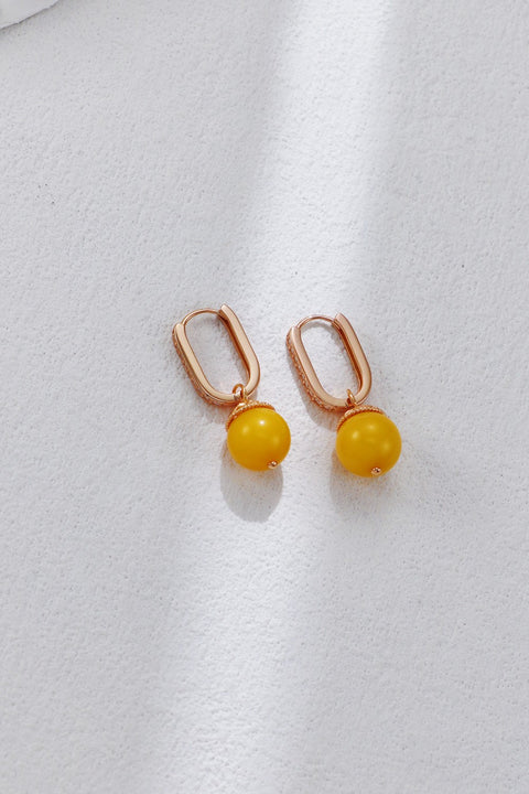 Gold Plated Amber Zirconia U Shaped Drop Earrings