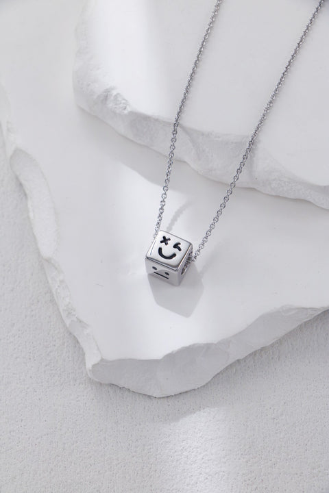 Silver Smiley Dice Necklace