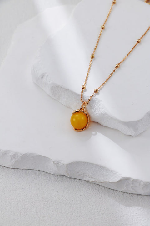 Gold Plated Single Amber Necklace