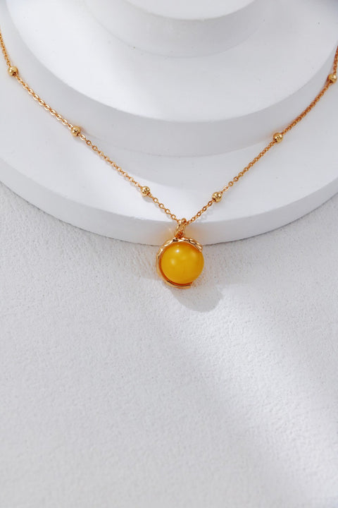 Gold Plated Single Amber Necklace