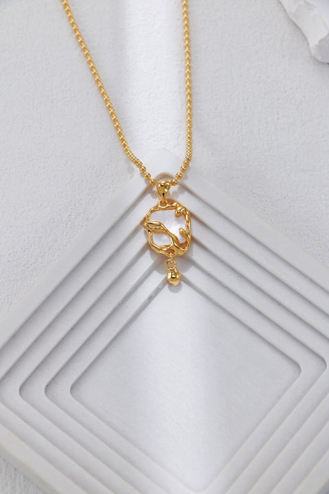 Gold Plated Iridescent Molten Square Pendant Necklace