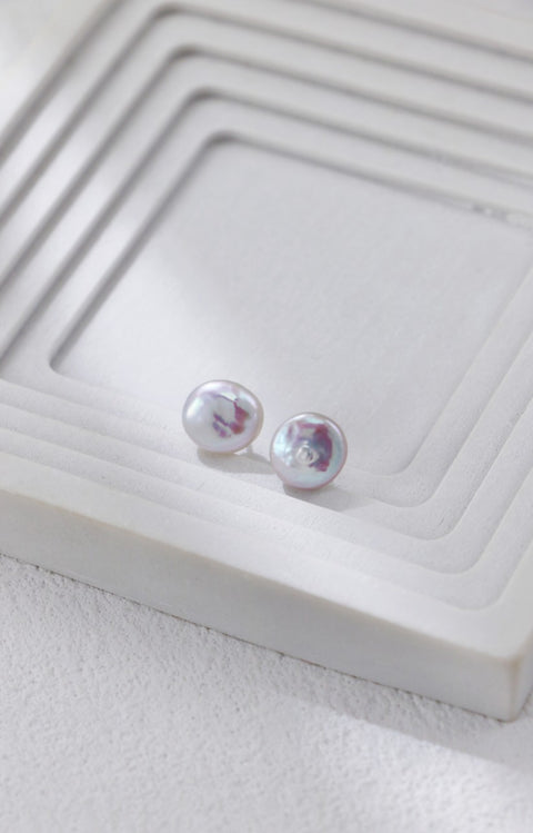 Silver Pearlescent Pearl Earrings