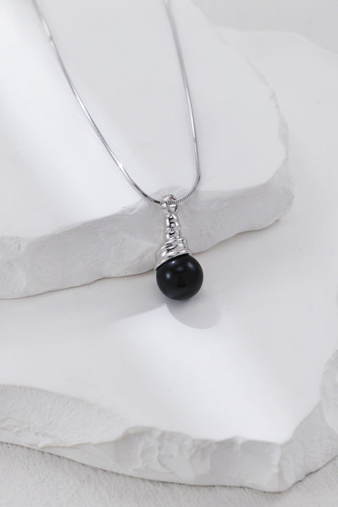 Silver Onyx Pendant Necklace