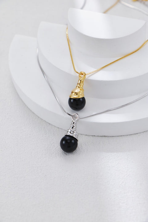 Gold Plated Onyx Pendant Necklace