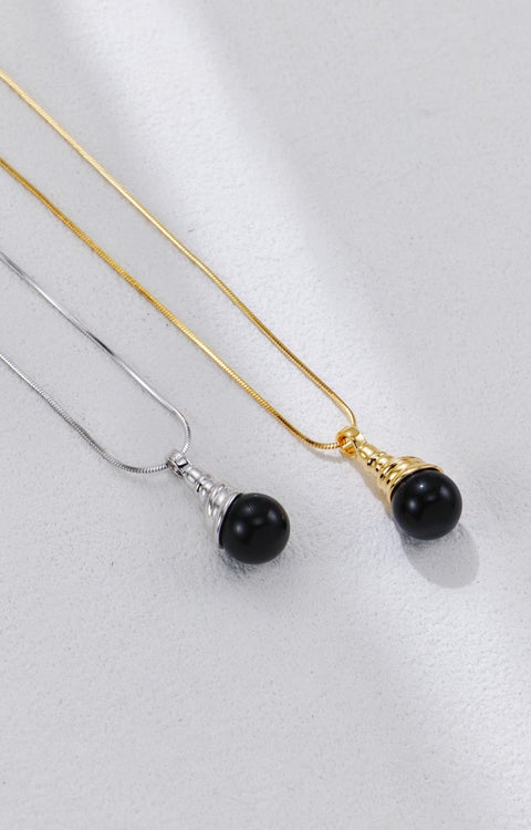 Gold Plated Onyx Pendant Necklace