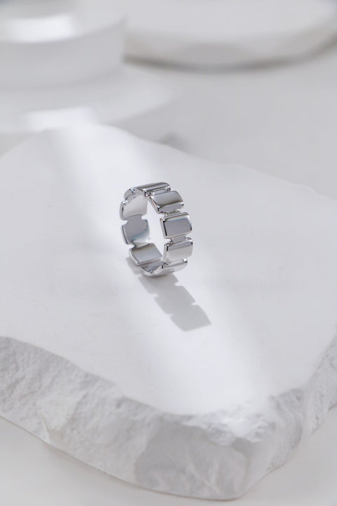 Silver Rectangle Link Ring