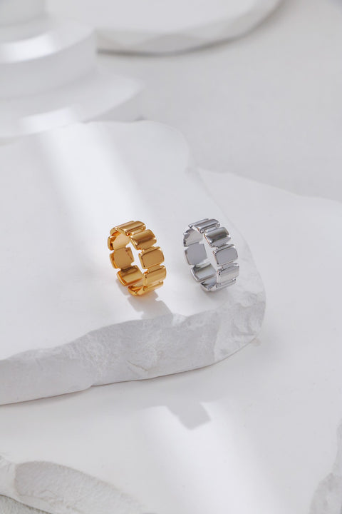 Gold Plated Rectangle Link Ring