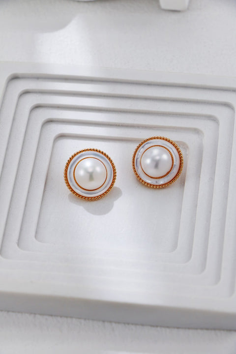 Gold Plated Mother of Pearl Stud Earrings