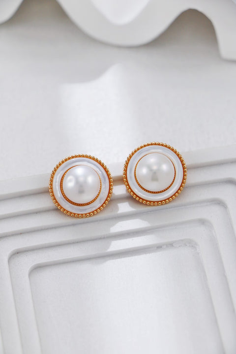 Gold Plated Mother of Pearl Stud Earrings