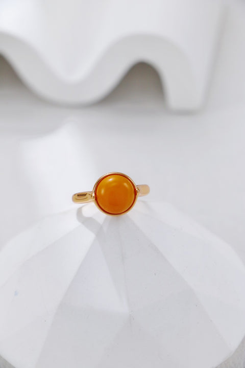 Gold Plated Amber Statement Open Ring