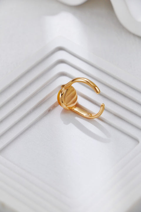 Gold Plated Amber Statement Open Ring