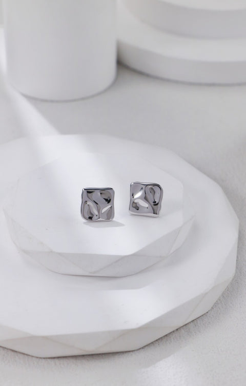 Silver Toast Square Stud Earrings