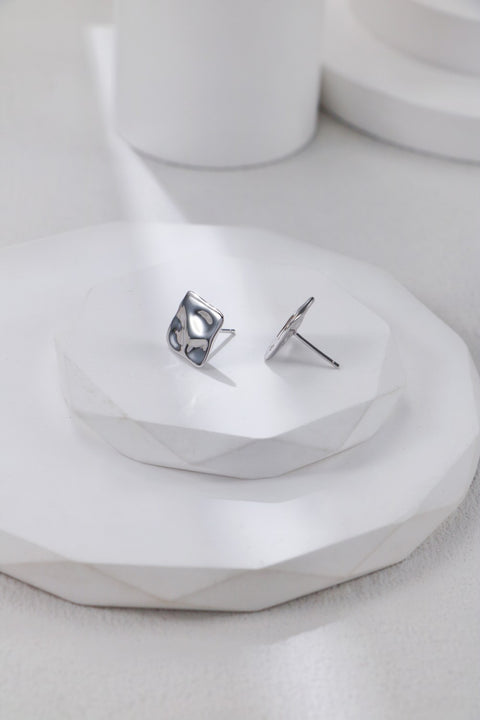 Silver Toast Square Stud Earrings