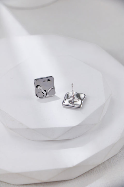 Silver Toast Square Stud Earrings