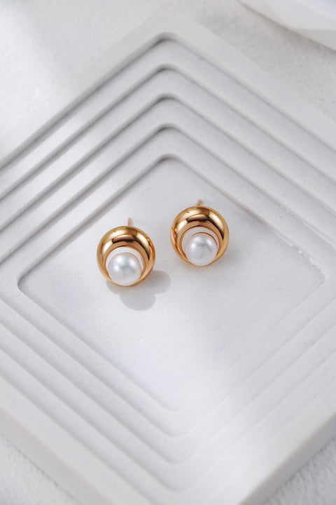 Gold Plated Hover Pearl Stud Earrings