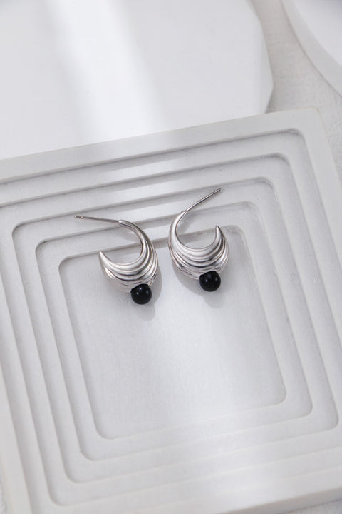 Silver Moon Hook Earrings