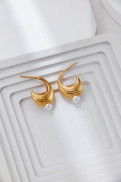 Gold Plated Moon Hook Earrings