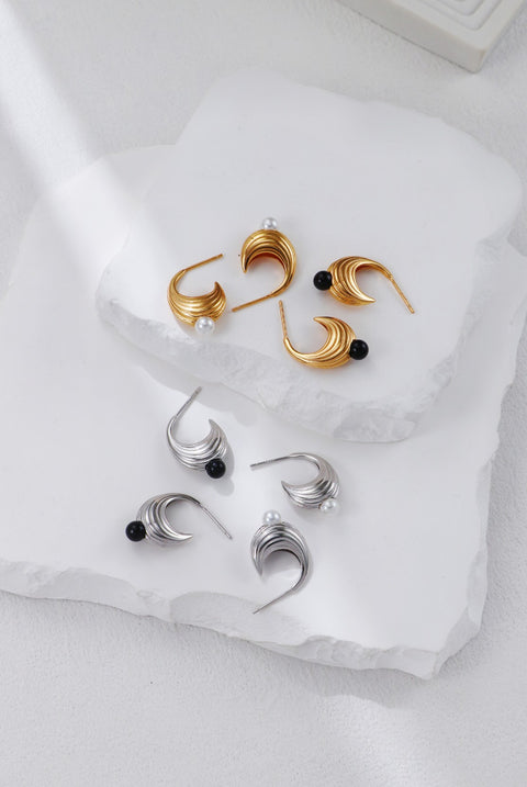 Gold Plated Moon Hook Earrings