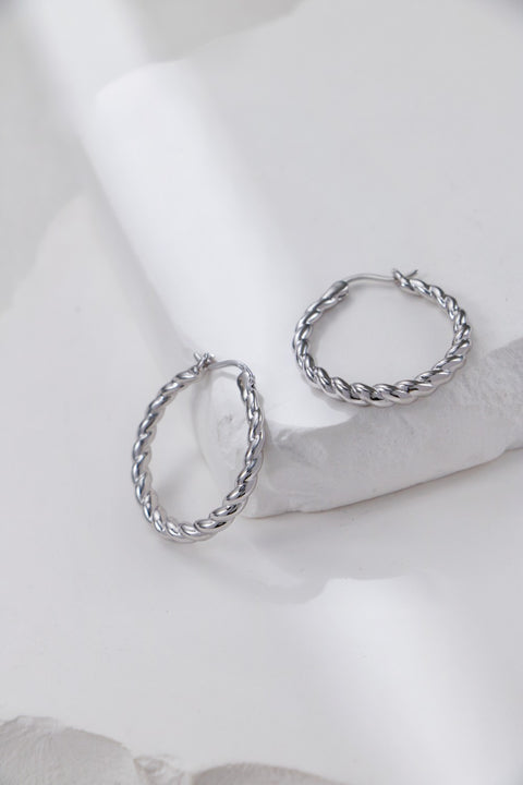 Silver Twisted Loop Earrings