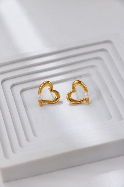 Gold Plated Pearl of Love Stud Earrings