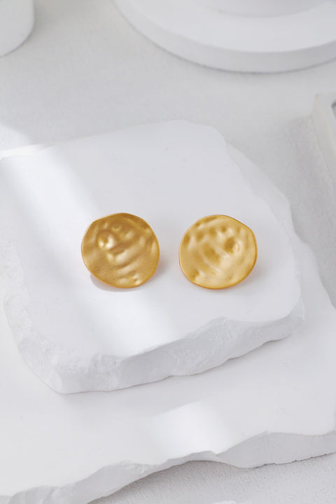 Gold Plated Matte Shell-Like Stud Earrings