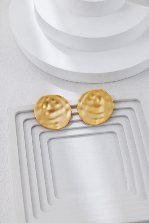 Gold Plated Matte Shell-Like Stud Earrings