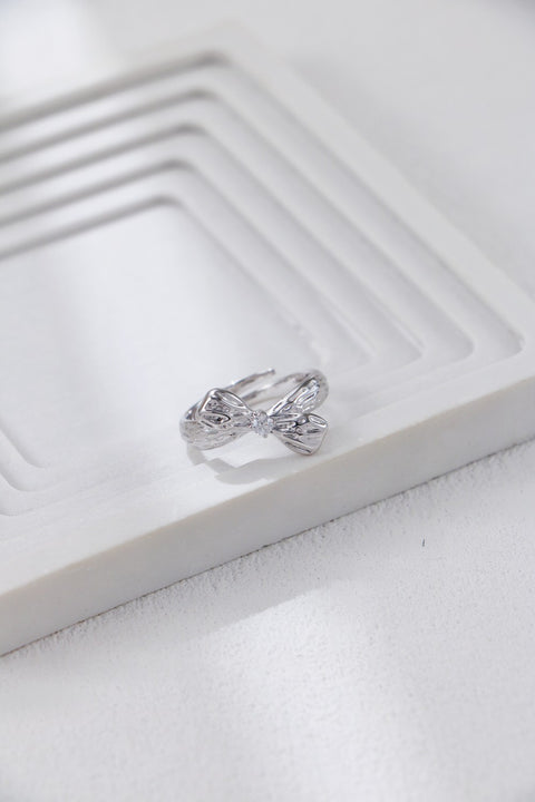 Silver Zirconia Bow-Tie Open Ring