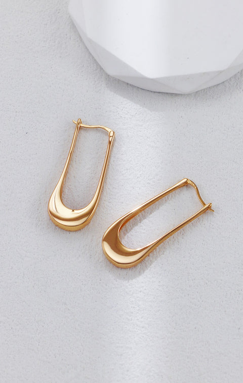 Gold Plated Safety Loop Drop Earrings