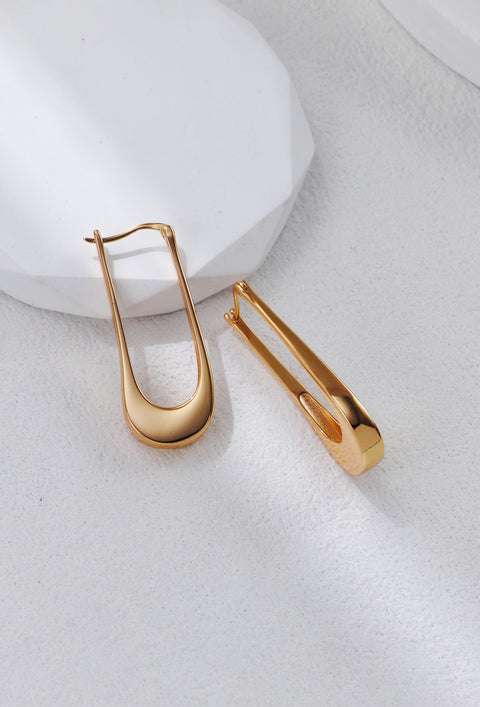 Gold Plated Safety Loop Drop Earrings