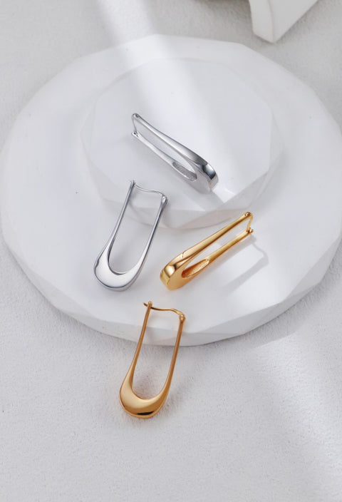 Gold Plated Safety Loop Drop Earrings